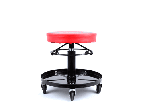 Werkstattsitz/ Hocker/ Sitz mit pneumatischer Sitzhöhenverstellung und Ablagefläche